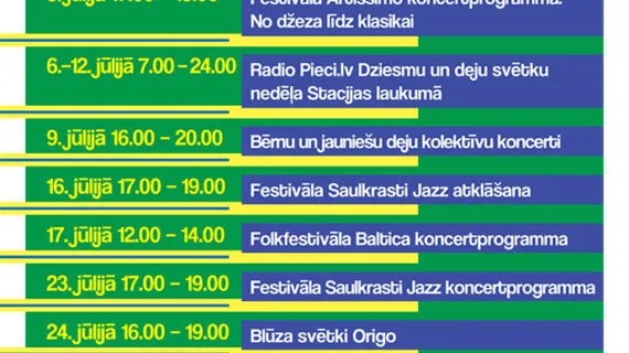 „Origo Summer Stage” jūlija programma