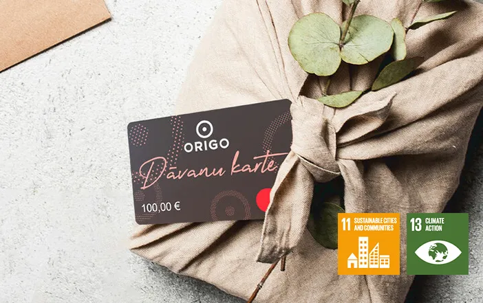 Gift card made of responsibly selected material